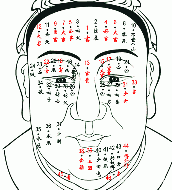 面相痣图解 男人面相痣图解 女人鼻子长痣面相图 面部痣相 易德轩网