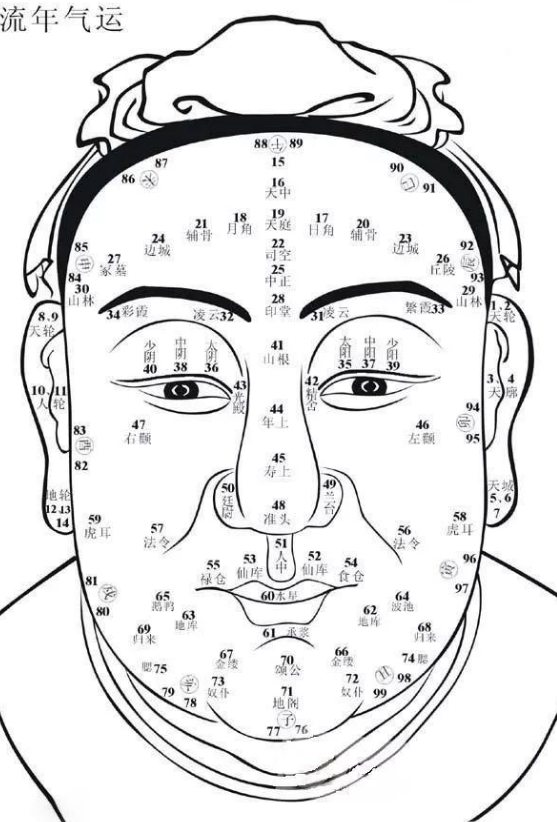 面相看年龄（运势）：一图搞定